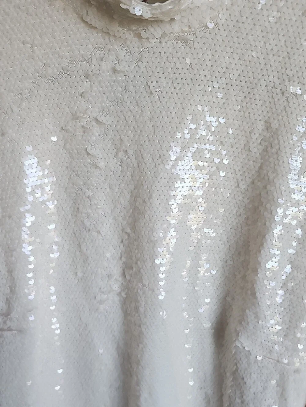 H&M Ivory Sequin Long Sleeve High-Neck Dress - Picture 4 of 5